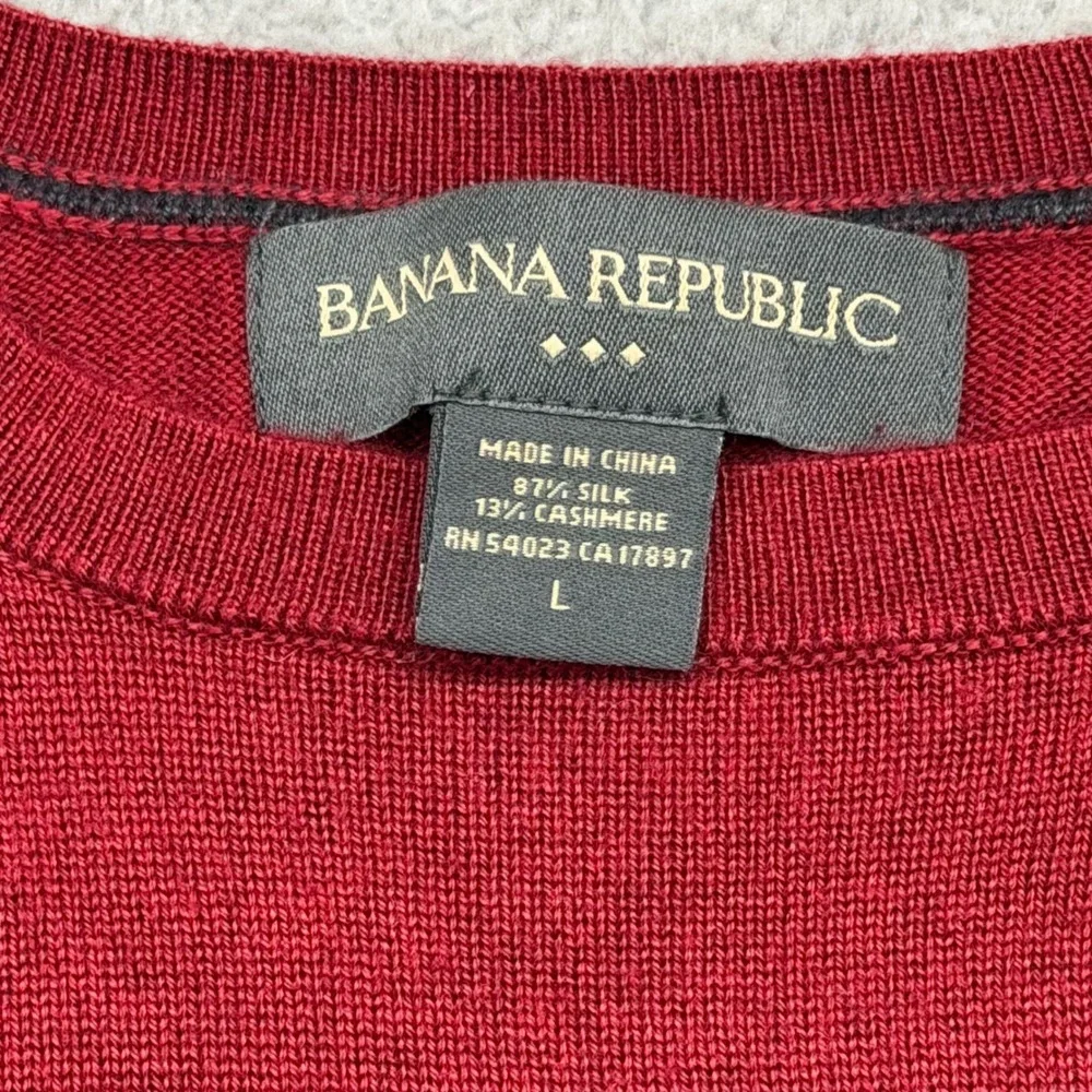 Banana‎ Republic 337963-03 Mens Large 300599 Red Silk Cashmere Crew Neck Sweater